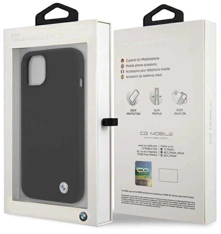 BMW BMHCP13SSILBK Apple iPhone 13 mini 5,4″ juodos spalvos kietas dėklas Silicone Signature