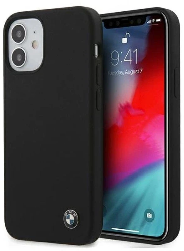 BMW BMHCP12SSILBK Apple iPhone 12 mini 5.4″ juodos spalvos kietas dėklas Silicone Signature