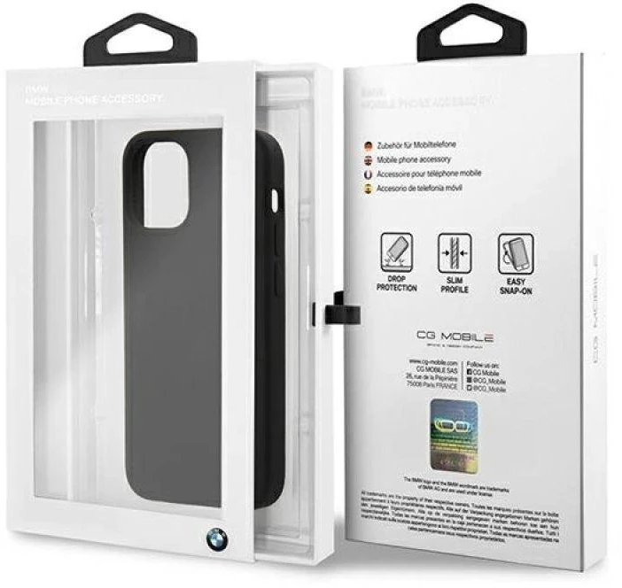 BMW BMHCP12SSILBK Apple iPhone 12 mini 5.4″ juodos spalvos kietas dėklas Silicone Signature