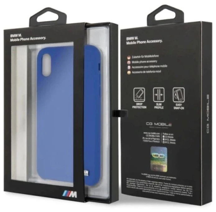 kietas dėklas BMW BMHCPXMSILNA Apple iPhone X/Xs navy Silicone M Collection