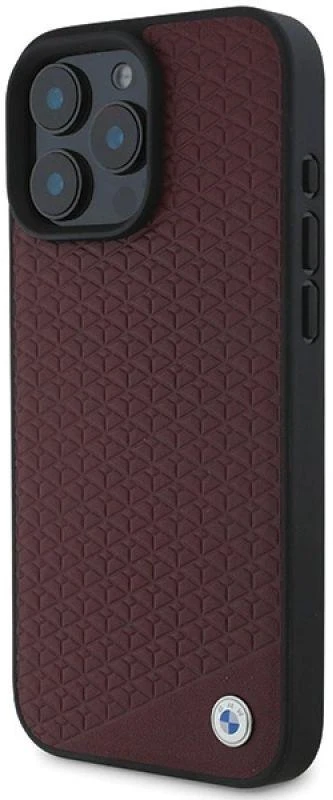 BMW BMHMP16X23RDDR Apple iPhone 16 Pro Max 6.9″ red kietas dėklas Sign Leather Diamond Metal Logo MagSafe