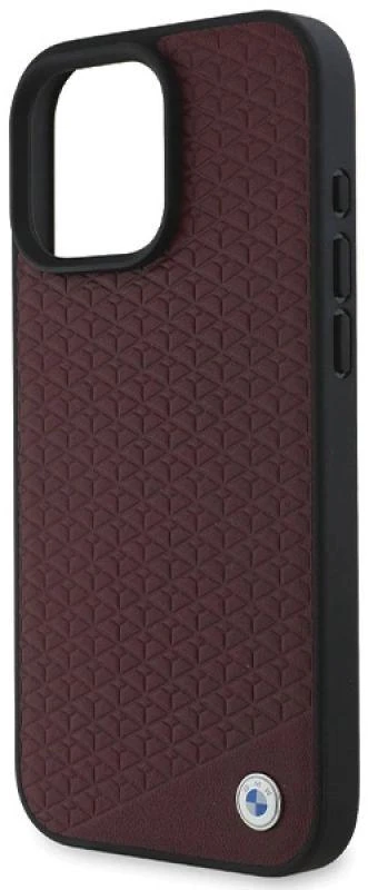 BMW BMHMP16X23RDDR Apple iPhone 16 Pro Max 6.9″ red kietas dėklas Sign Leather Diamond Metal Logo MagSafe