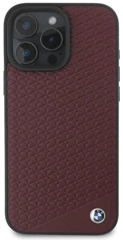 BMW BMHMP16X23RDDR Apple iPhone 16 Pro Max 6.9″ red kietas dėklas Sign Leather Diamond Metal Logo MagSafe