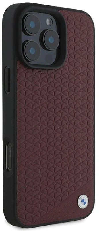 BMW BMHMP16X23RDDR Apple iPhone 16 Pro Max 6.9″ red kietas dėklas Sign Leather Diamond Metal Logo MagSafe