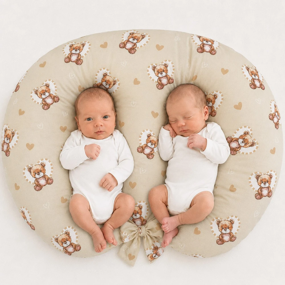 BOBONO maitinimo pagalvės užvalkalas dvyniams Teddy Love