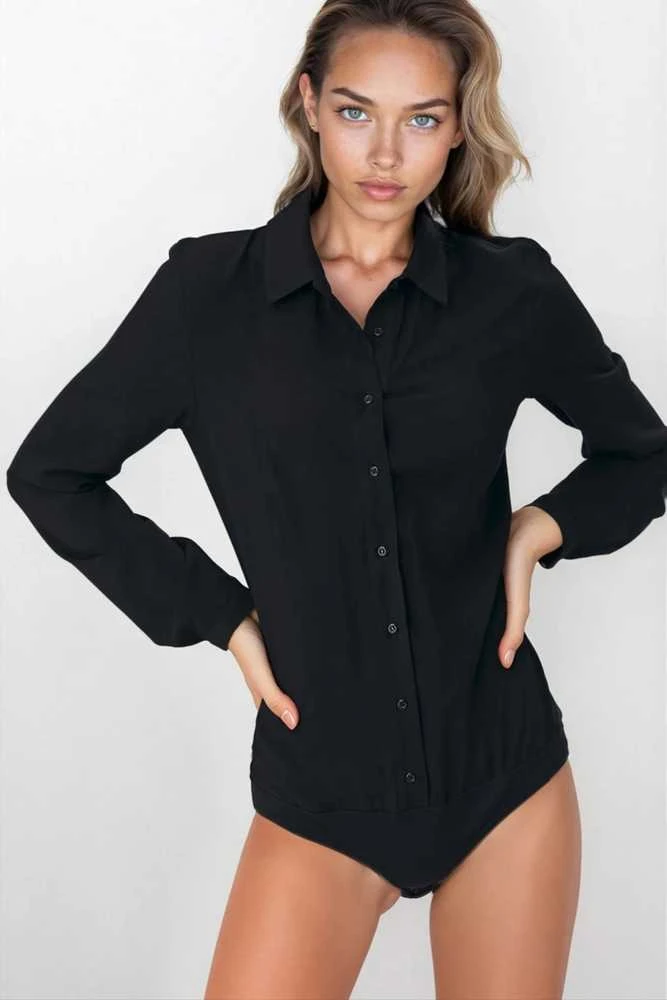 Bodis moteriškas juodas ilgomis rankovėmis Nife