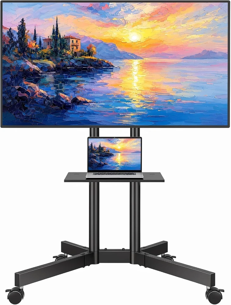 BONTEC mobilus televizoriaus stovas su ratukais 32–85 col. televizoriams, iki 55 kg, FN611-FBA