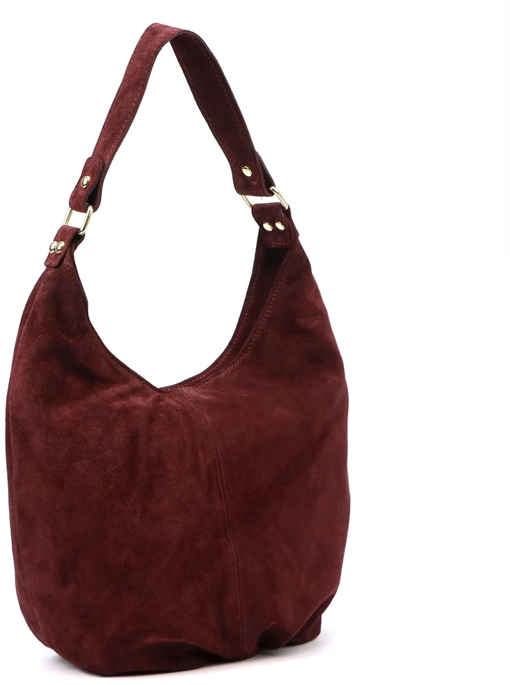 Vera Pelle damska torebka na ramię skóra naturalna zamszowa shopperbag