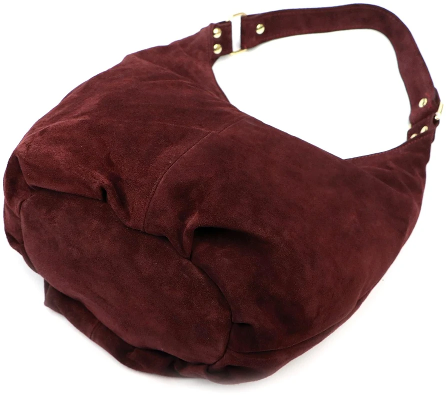 Vera Pelle damska torebka na ramię skóra naturalna zamszowa shopperbag