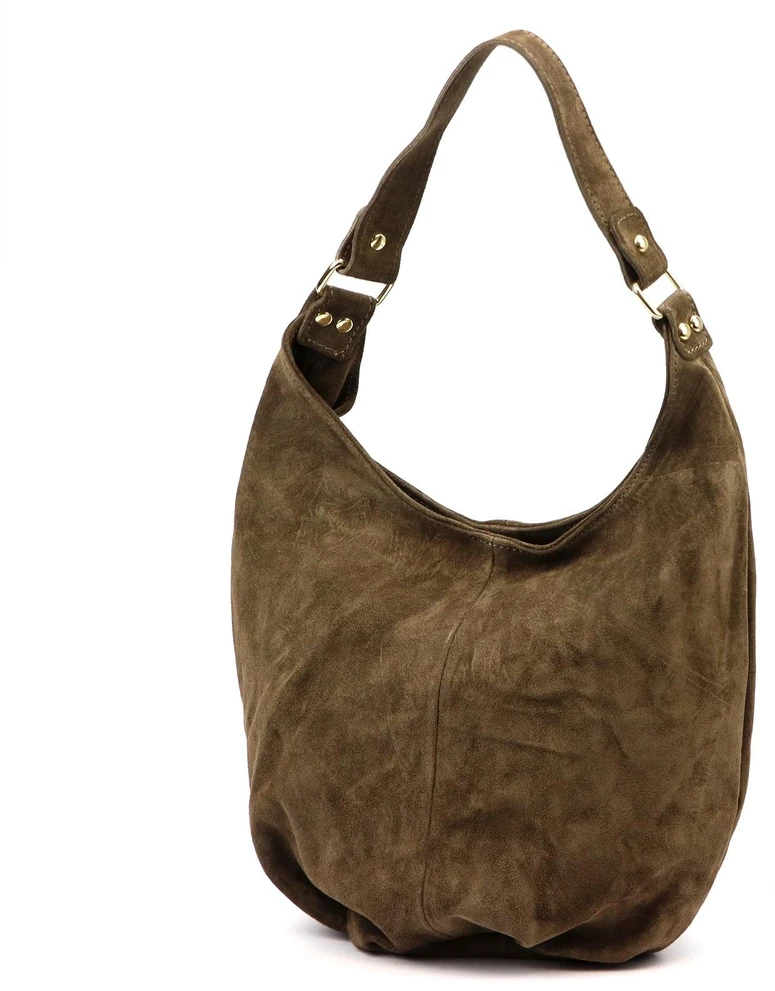Vera Pelle damska torebka na ramię skóra naturalna zamszowa shopperbag