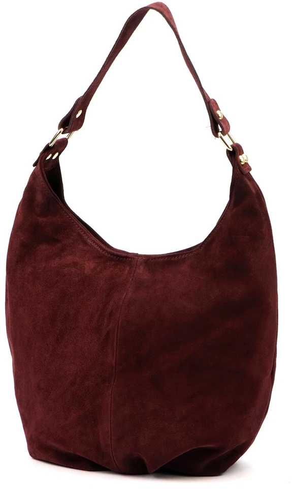 Vera Pelle damska torebka na ramię skóra naturalna zamszowa shopperbag