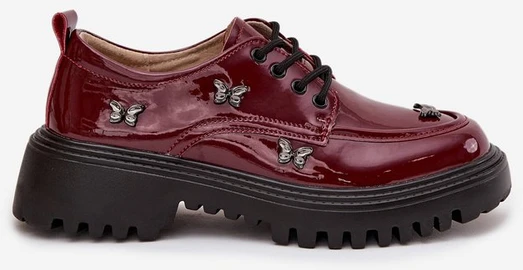 Bordo lakinės moteriškos loafer tipo odinės basutės Artiker