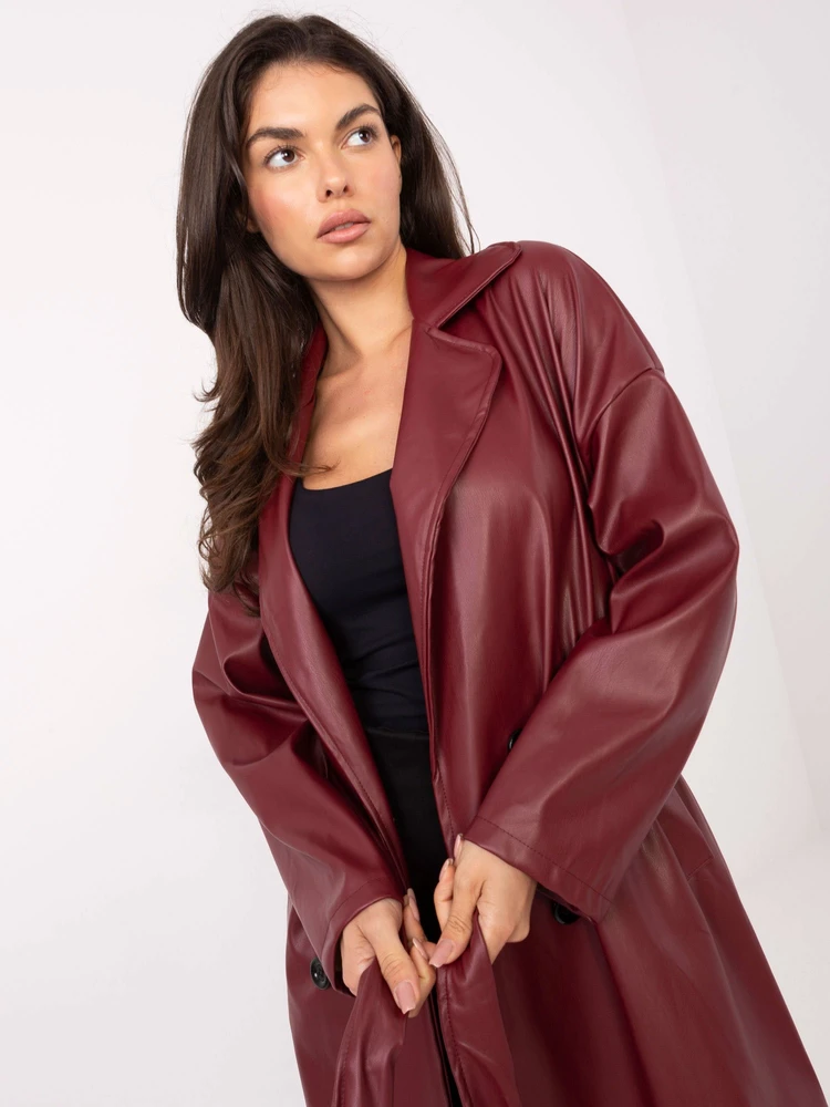 Paltas moterims IT-PL-A8393.81 bordo spalvos