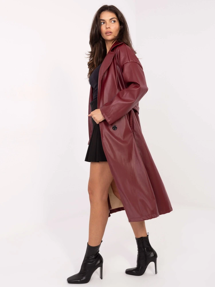 Paltas moterims IT-PL-A8393.81 bordo spalvos