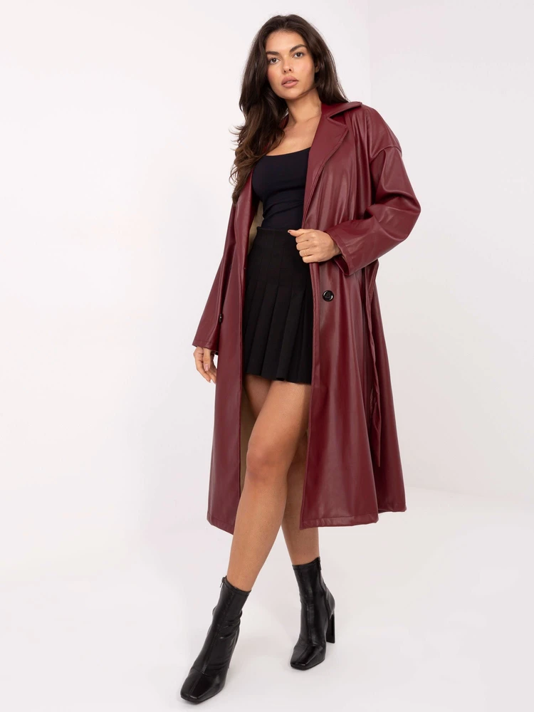 Paltas moterims IT-PL-A8393.81 bordo spalvos