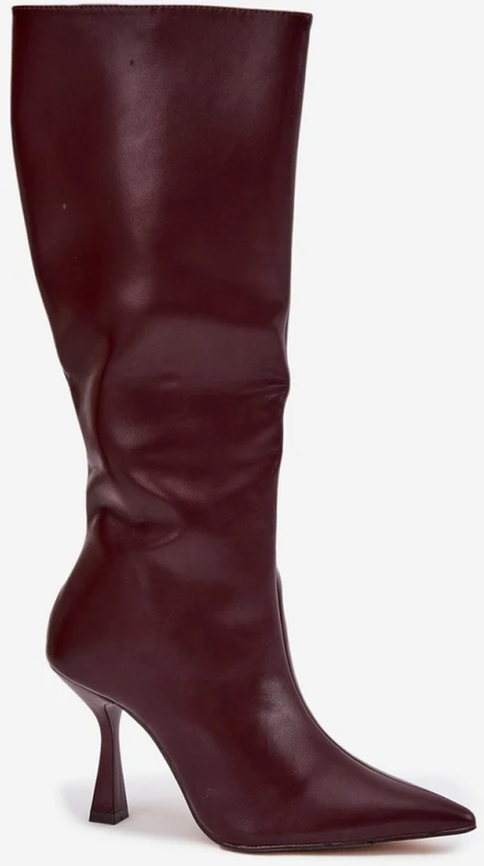 Bordo spalvos ilgaauliai batai virš kelių Step in style