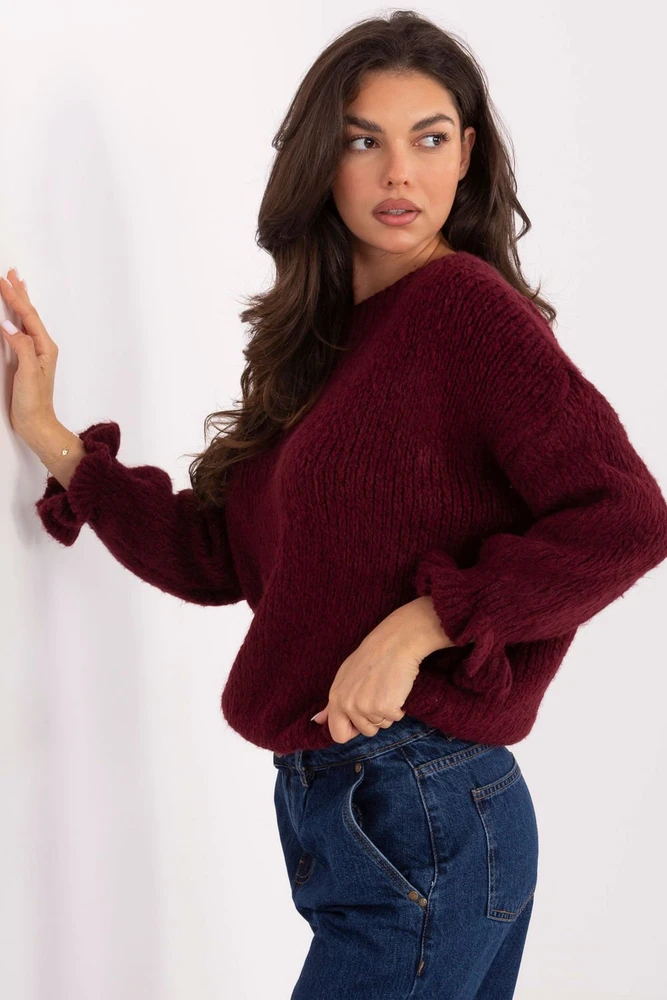 Bordo spalvos megztinis Italy Moda