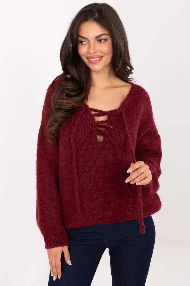 Bordo spalvos megztinis Italy Moda