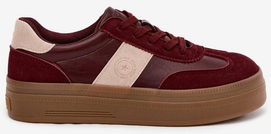Bordo spalvos moteriški sportbačiai ant platformos Big Star UU274013