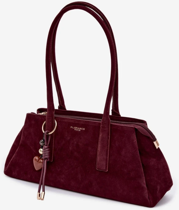 Bordo spalvos rankinė per petį Flor&Co Paris