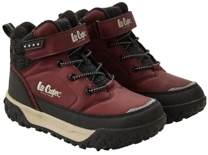 Bordo spalvos šilti vaikiški batai Lee Cooper