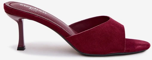 Bordo zomšos imitacijos šlepetės su aukštakulniu Melissea