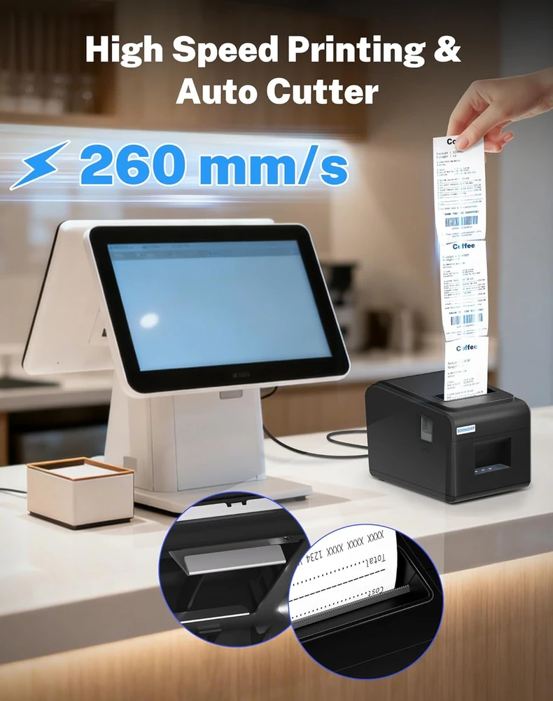 BORN4SHIP terminis čekinė spausdintuvas 80 mm USB LAN Auto-Cut, suderinamas su POS V330M