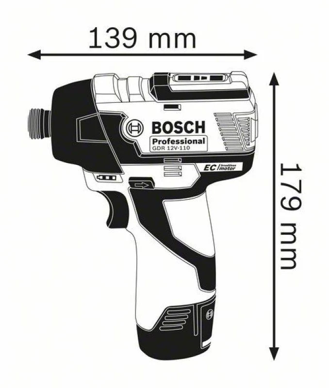 Bosch Akumuliatorinis smūginis suktuvas GDR 12V-110, 2x3.0Ah