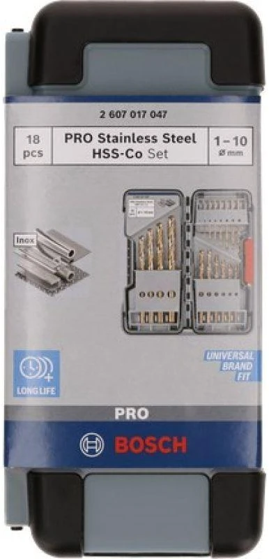 Grąžtų rinkinys Bosch 2607017047; HSS-CO; DIN 338; 18 vnt.