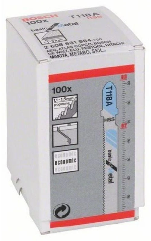 Pjūklelis siaurapjūkliui Bosch T 118 A; 92 mm; 100 vnt.