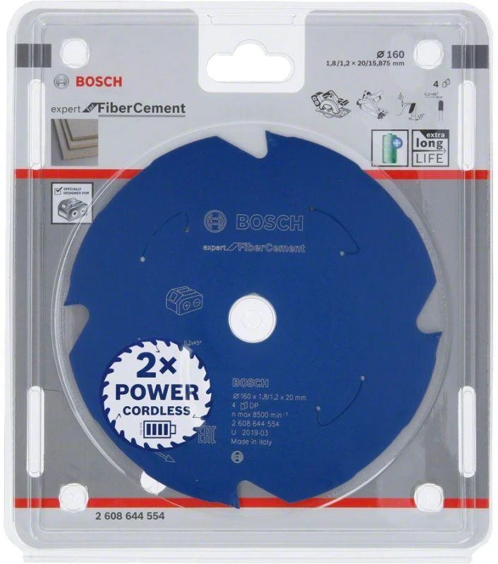 Pjovimo diskas cementui Bosch Expert for Fibre Cement; 160x20x1,8/1,2 mm; Z4