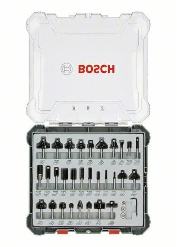 Bosch frezų rinkinys, 30vnt., mišrus, 6mm kotu