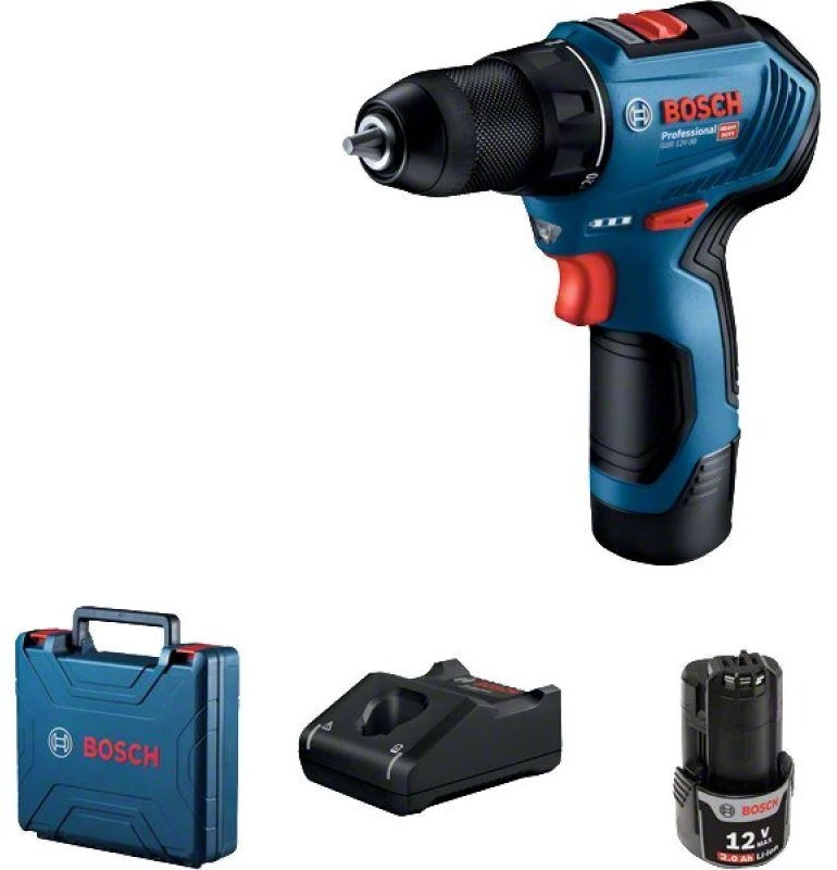 Suktuvas-gręžtuvas Bosch GSR 12V-30; 12 V; 2x2,0 Ah akum.