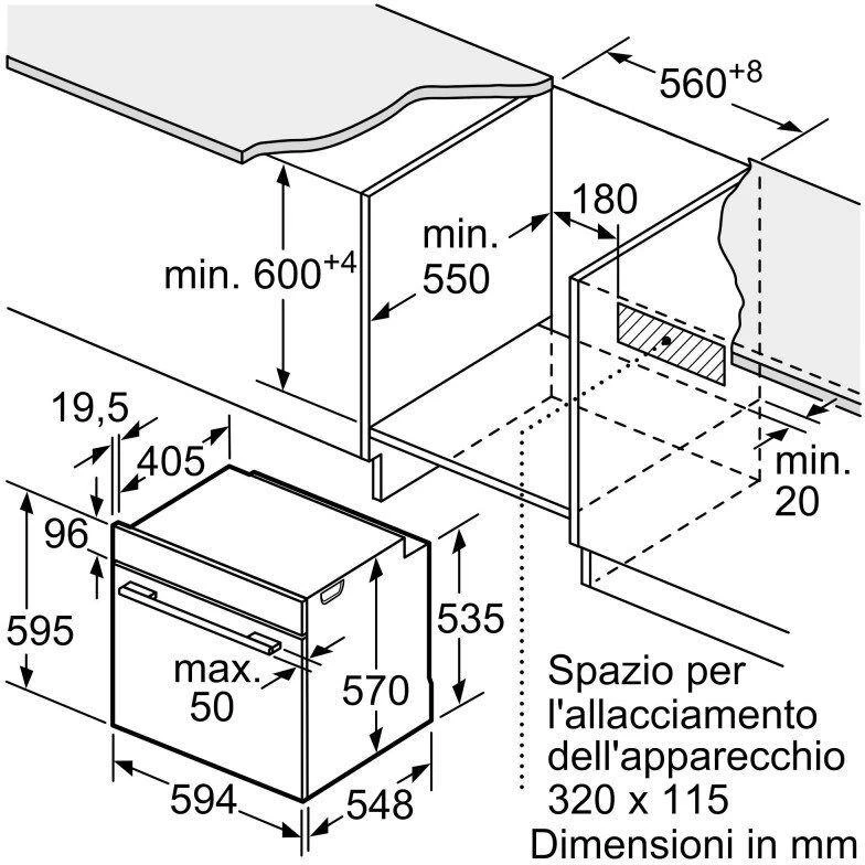Bosch Serie 4 HBA514BS3 orkaitė 71 L 3400 W Juodas, Nerūdijantis plienas