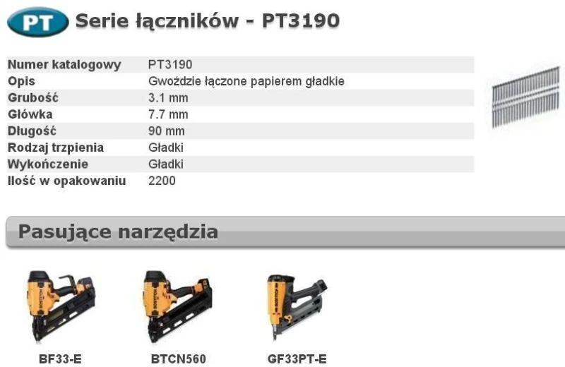 Vinys Bostitch; 3,1x90 mm; 33°; 2200 vnt.; lygiu koteliu