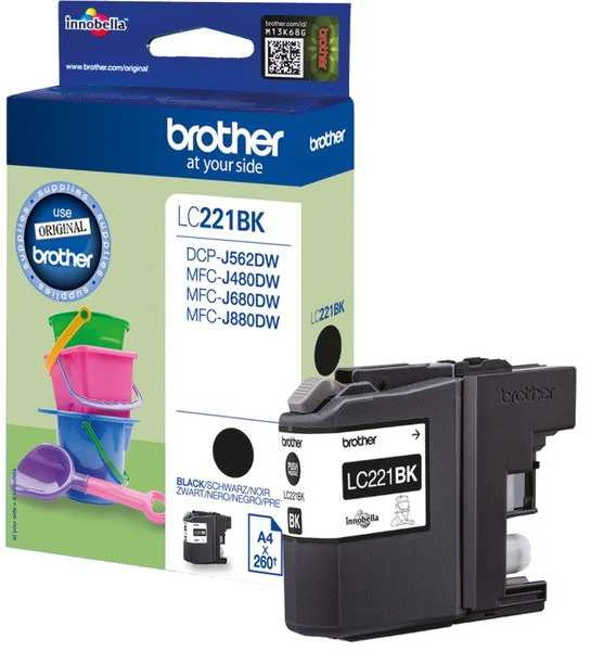 Brother LC-221BK rašalo kasetė Originalus Juoda 1 vnt