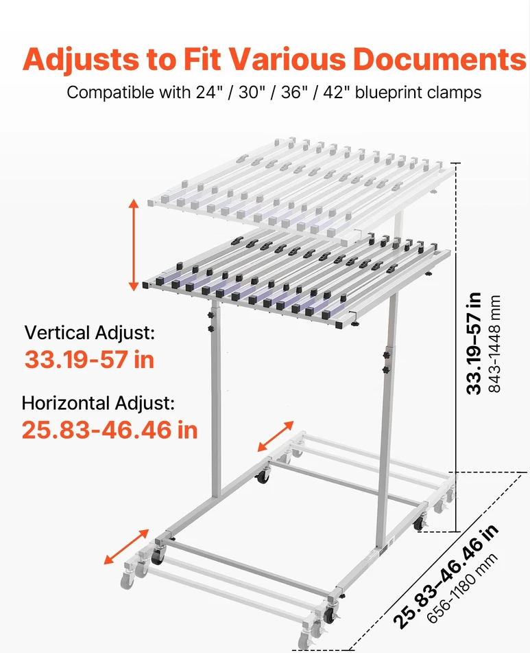 Brėžinių saugojimo stovas VEVOR WK150399, iki 100 kg apkrova