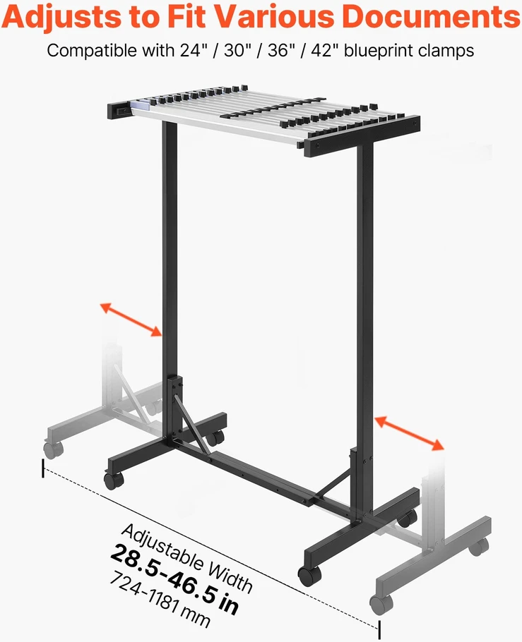 Brėžinių saugojimo stovas VEVOR ZSJ2820, su 12 vnt. 762 mm gnybtų