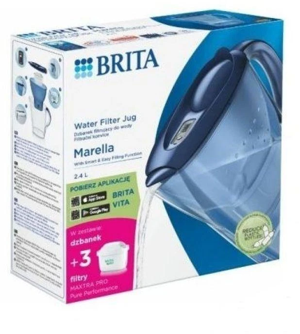 Filtravimo indas BRITA MARELLA 2.4 l, mėlynas + 3 Maxtra Pro filtrai
