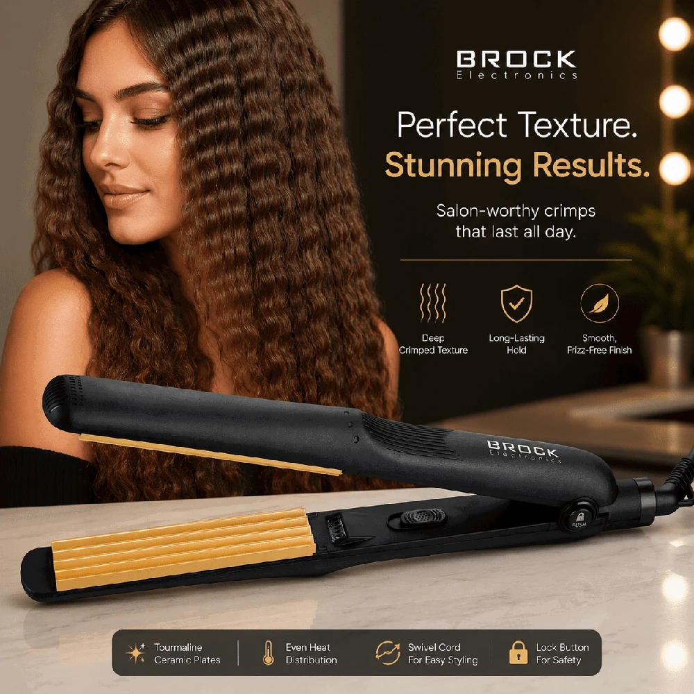 Brock HC 2001 BK keraminės gofravimo žnyplės 35 W, juodos