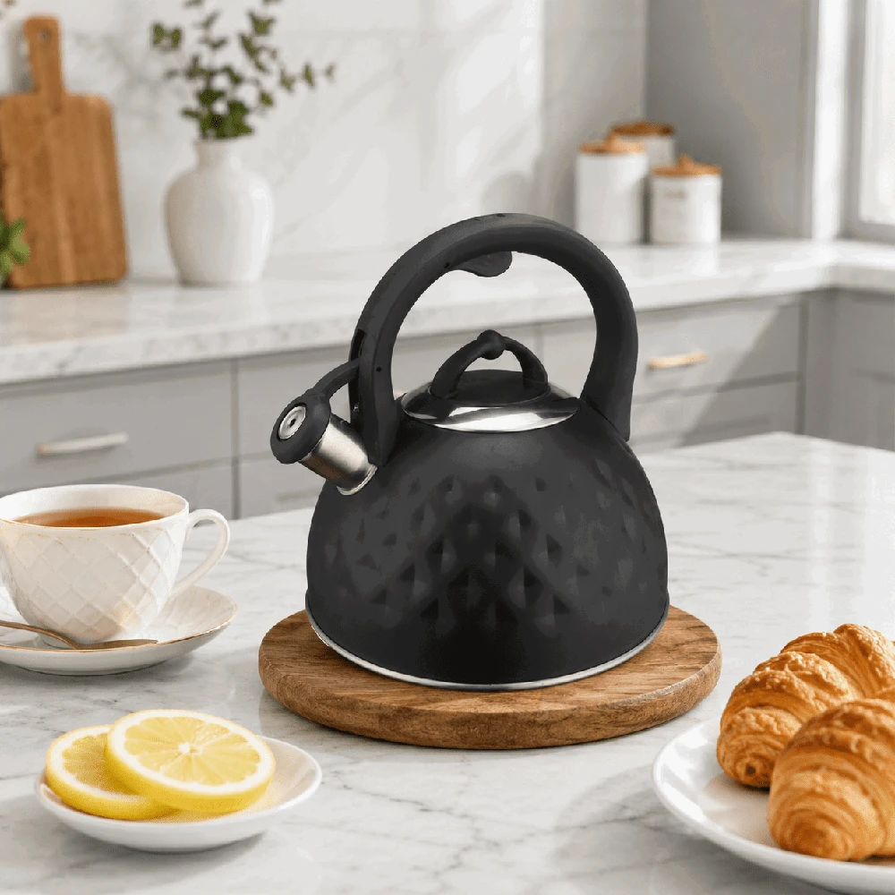 La Cuisinette Brock MWK 003 BK švilpiantis virdulys 2,5 l, juodas / plieno