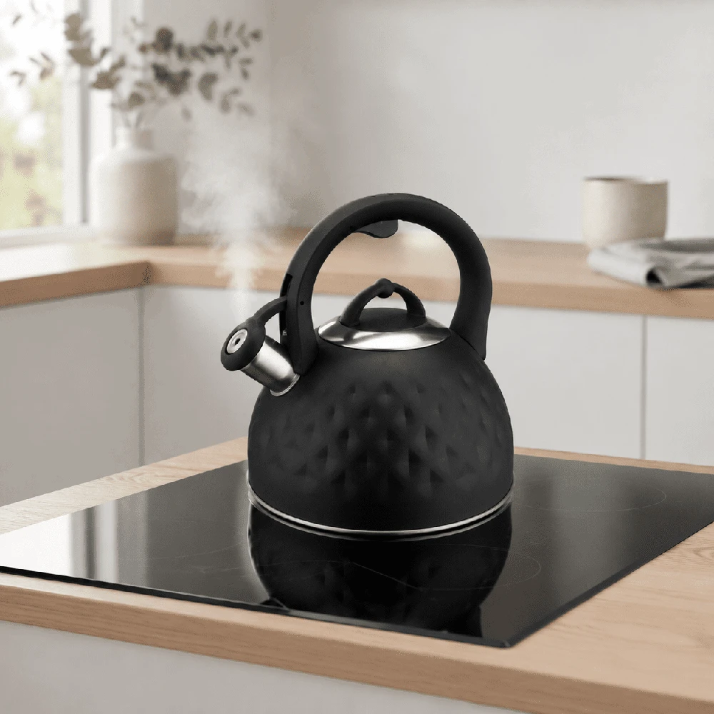 La Cuisinette Brock MWK 003 BK švilpiantis virdulys 2,5 l, juodas / plieno