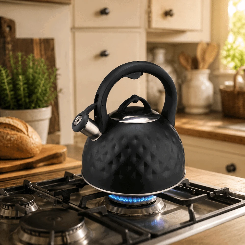 La Cuisinette Brock MWK 003 BK švilpiantis virdulys 2,5 l, juodas / plieno