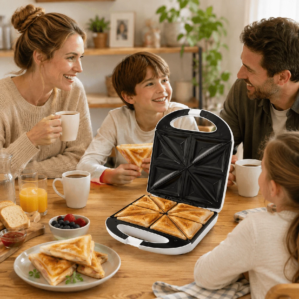 Sumuštinių keptuvas Brock SSM 3008 WH sumuštinių keptuvė XXL, 1400 W, balta