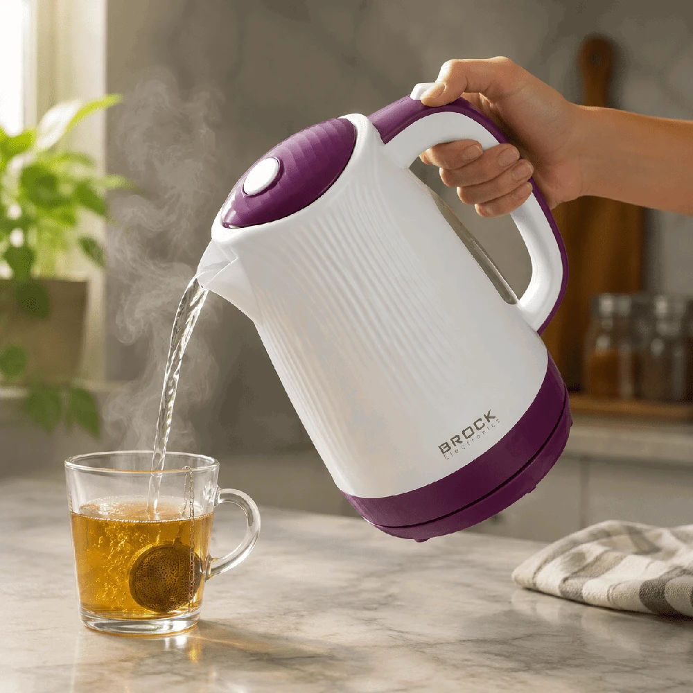 Brock WK 08 PR elektrinis virdulys 1,7 l, 2000 W, baltas/violetinis