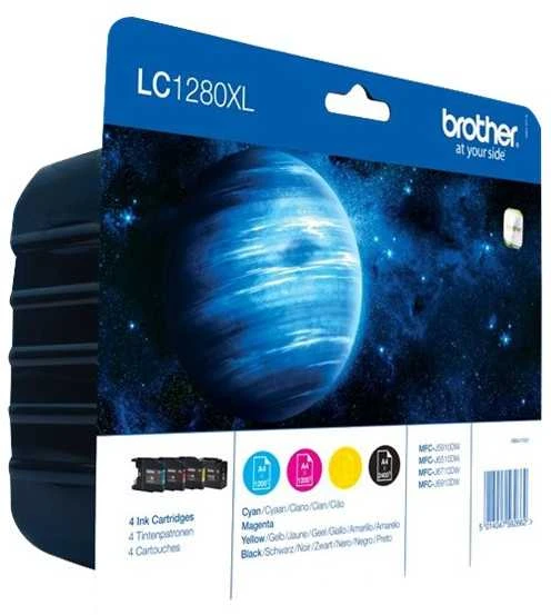 BROTHER VERTINGAS PAKETAS (LC-1280XL JUODA/ŽYRA/MĖLYNA/GELONIJA)