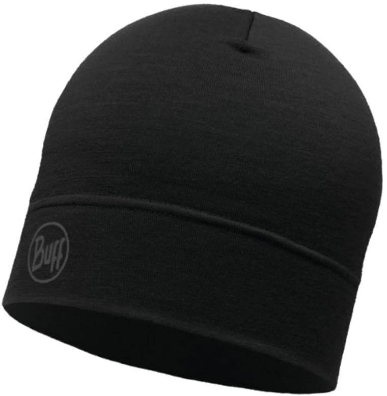 BUFF MERINO LIGHTWEIGHT BEANIE SOLID Juodas vieno dydžio kepurėlė Standartinė