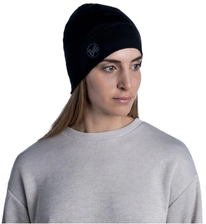 BUFF MERINO LIGHTWEIGHT BEANIE SOLID Juodas vieno dydžio kepurėlė Standartinė