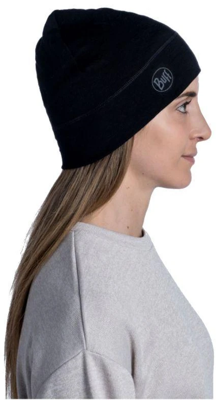 BUFF MERINO LIGHTWEIGHT BEANIE SOLID Juodas vieno dydžio kepurėlė Standartinė