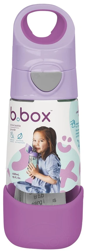Gertuvė Buteliukas vaikams su šiaudeliu b.box, 450 ml, slyvų spalvos
